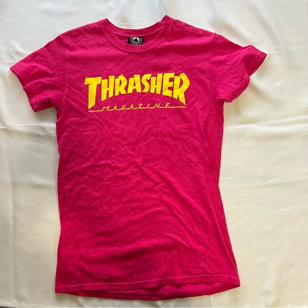 Thrasher Pink Yellow Men’s Short Sleeve T-Shirt Top Casual